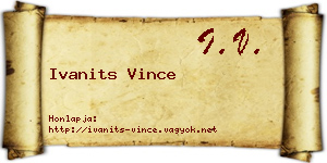Ivanits Vince névjegykártya